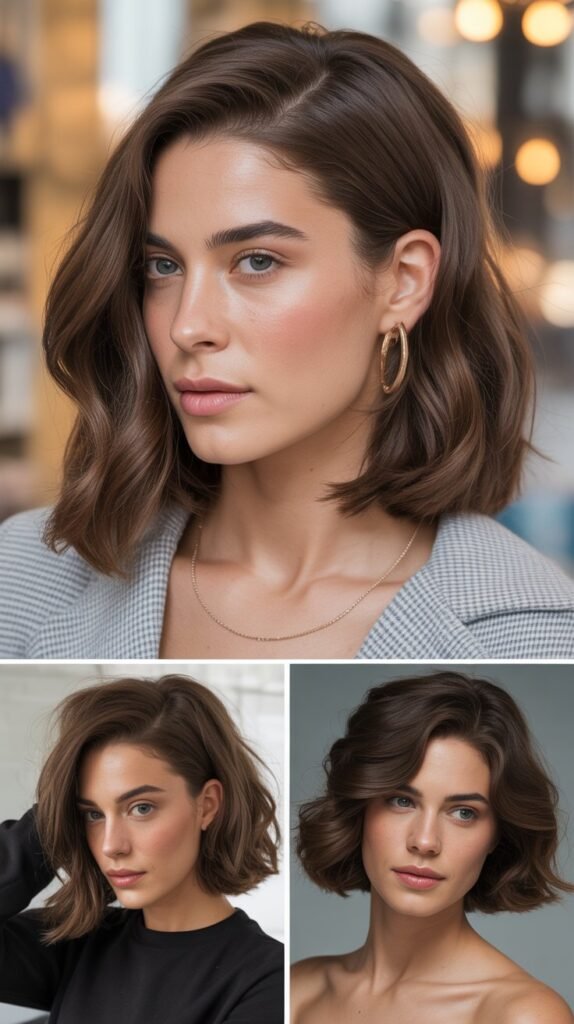  Long Bob with Deep Side Part and Volume