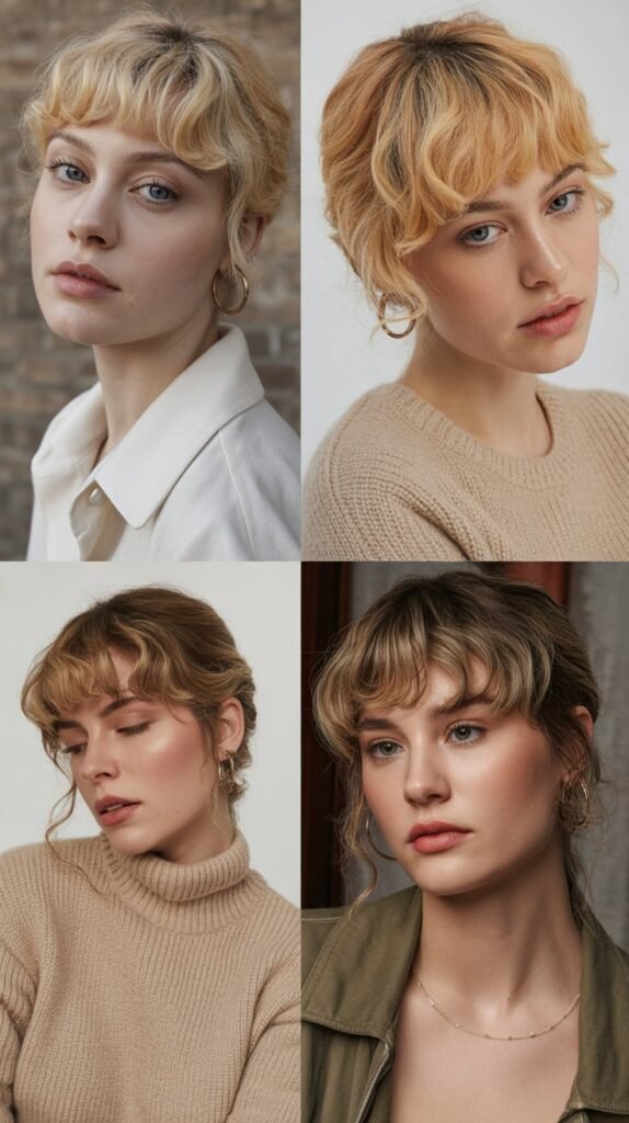 Micro Bangs with Apricot Blonde Highlights