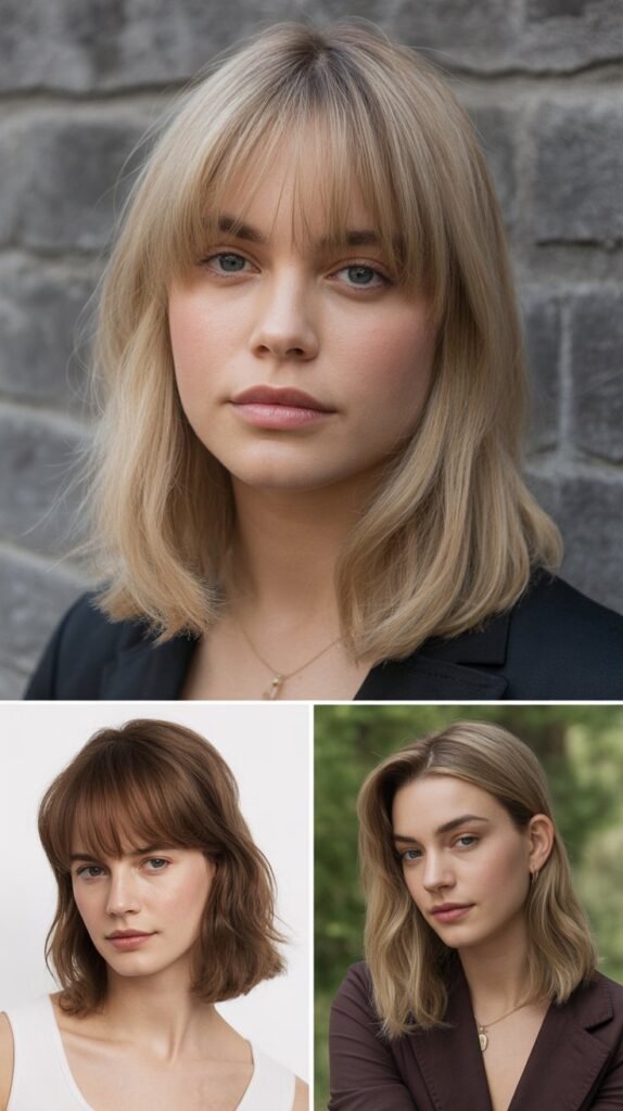  Mushroom Blonde with Straight-Across Side Bangs