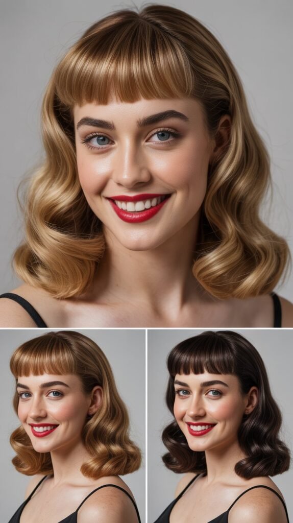 Pin-Up Bangs with Vintage-Inspired Waves