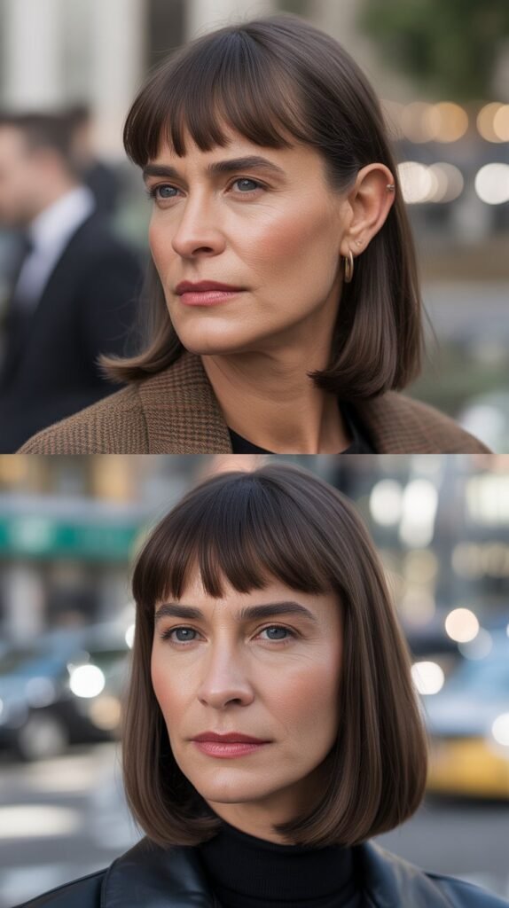 Micro Bangs with Sleek Straight Hair