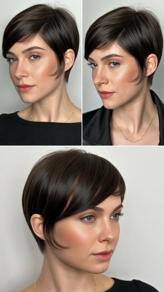 Sleek Pixie With Angled Bangs