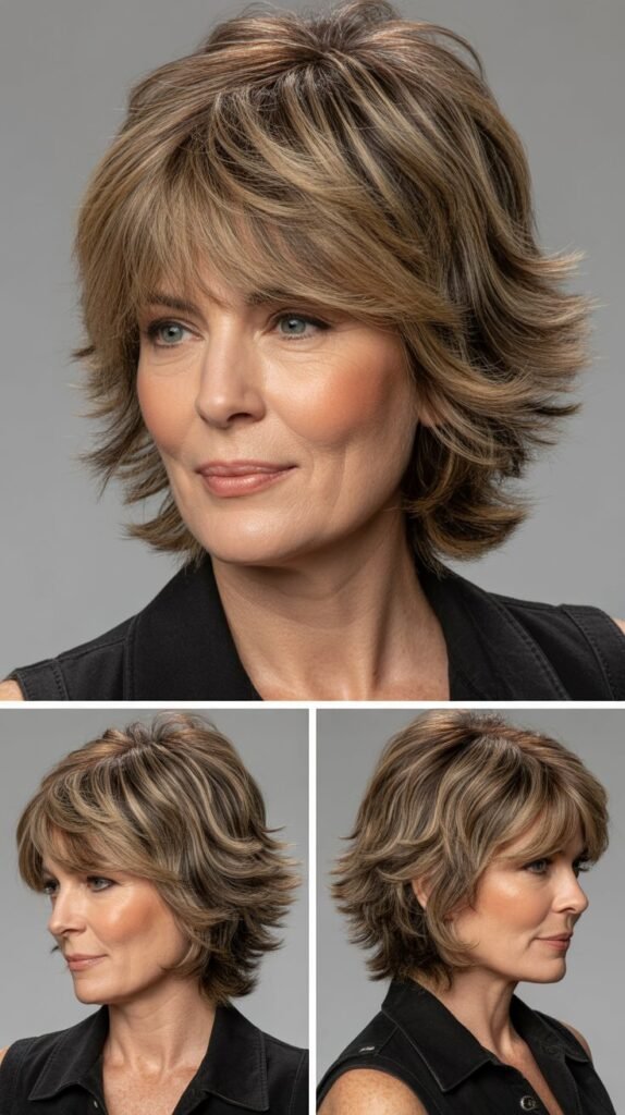  Angled Bangs with Layered Shag