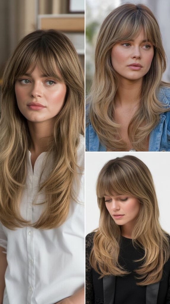 Long Layers with Bardot Bangs