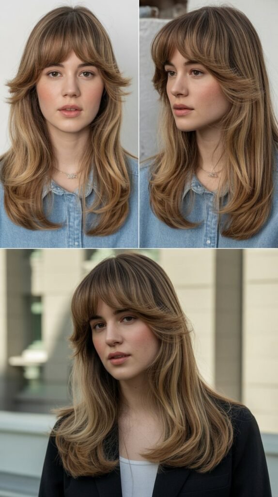 Long Layers with Rounded Bangs