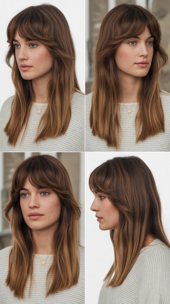 Medium Hair with Curtain Bangs for Fine Hair