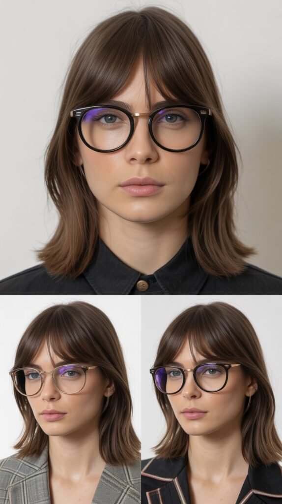 Split Bangs with Medium Straight Hair