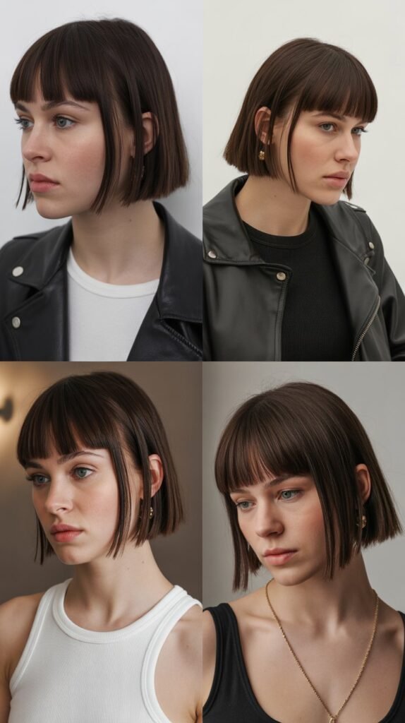 Straight Medium Hair with Micro Curtain Bangs