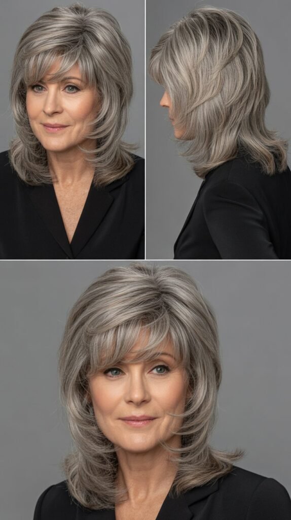 Graduated Layers with Diagonal Bangs