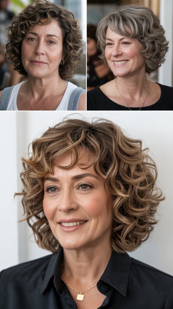 Chin-Length Layered Cut for Curly Hair