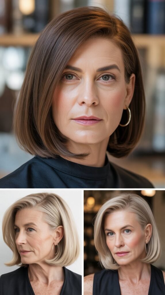 Sleek Chin-Length Bob with Deep Side Part