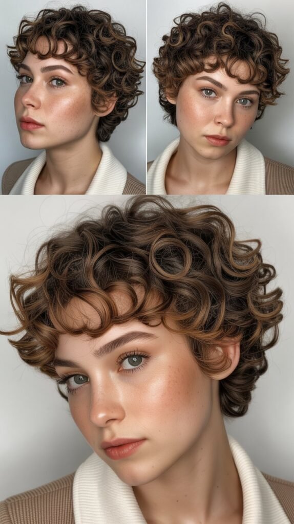 Curly Pixie With Micro Bangs
