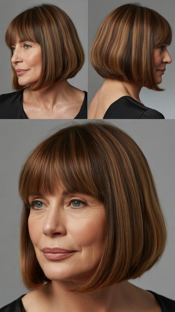  Classic Blunt Bob with Full Bangs