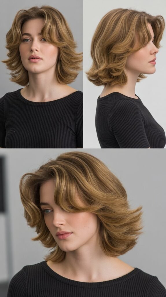 58. Layered Medium Hair with Flipped Ends