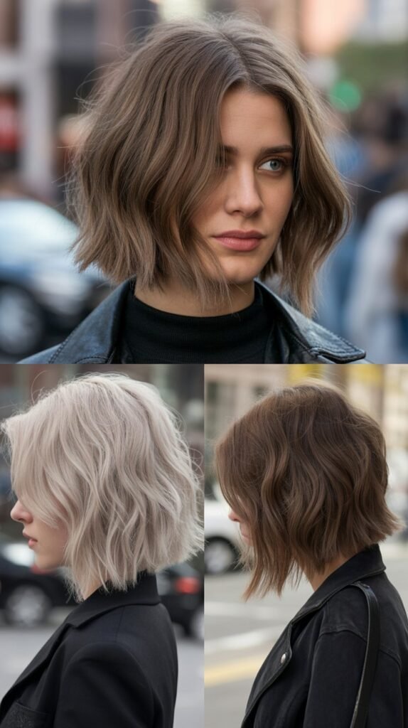 Textured Long Bob With Choppy Front Layers