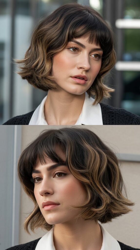Layered Lob with Baby Bangs