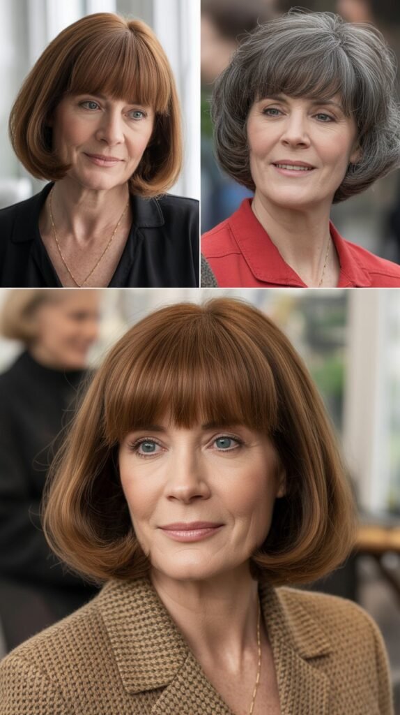 Full Thick Bangs with One-Length Bob