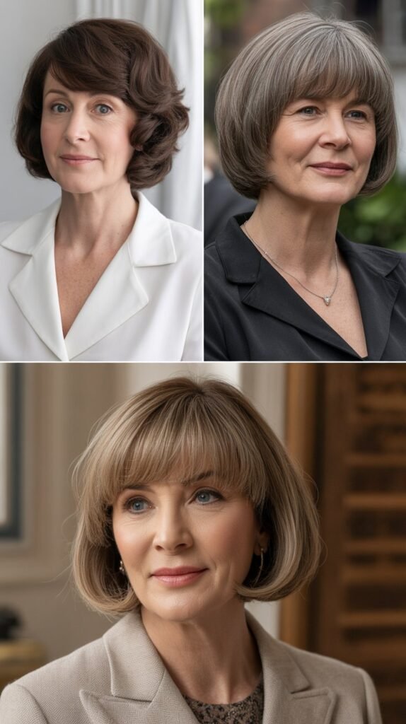 Rounded Bangs with Chin-Length Bob