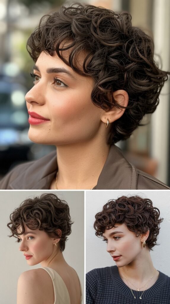 12. Curly Pixie for Fine Hair