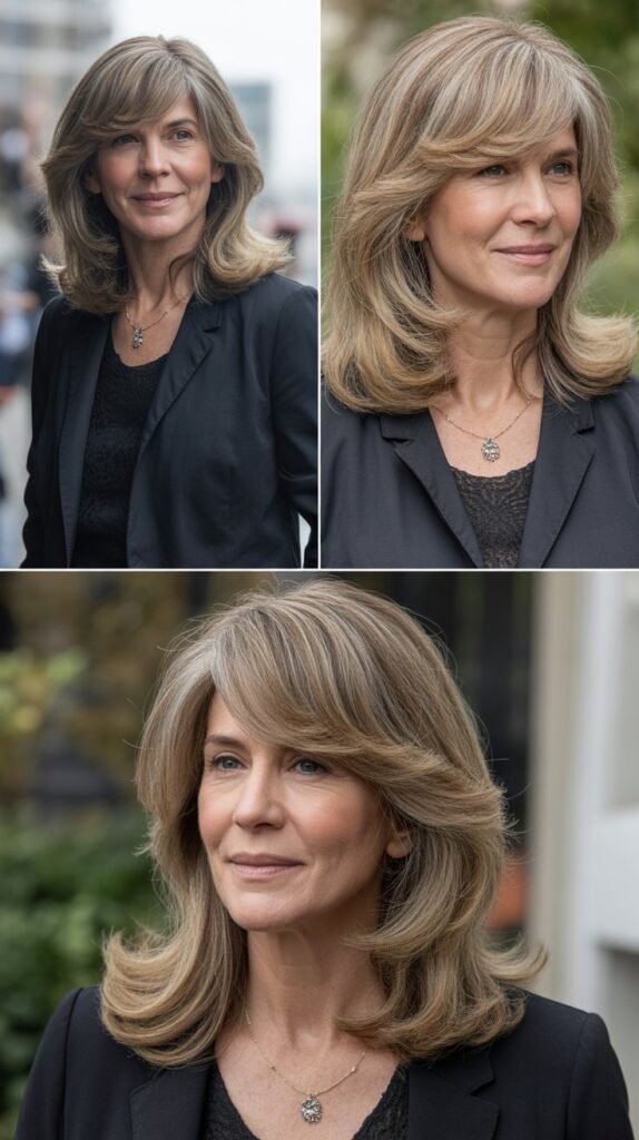 Long Side Bangs with Shoulder-Length Layers