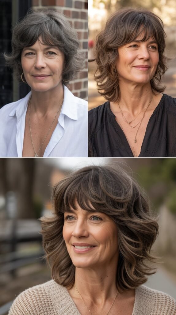 Curved Bangs with Layered Shag