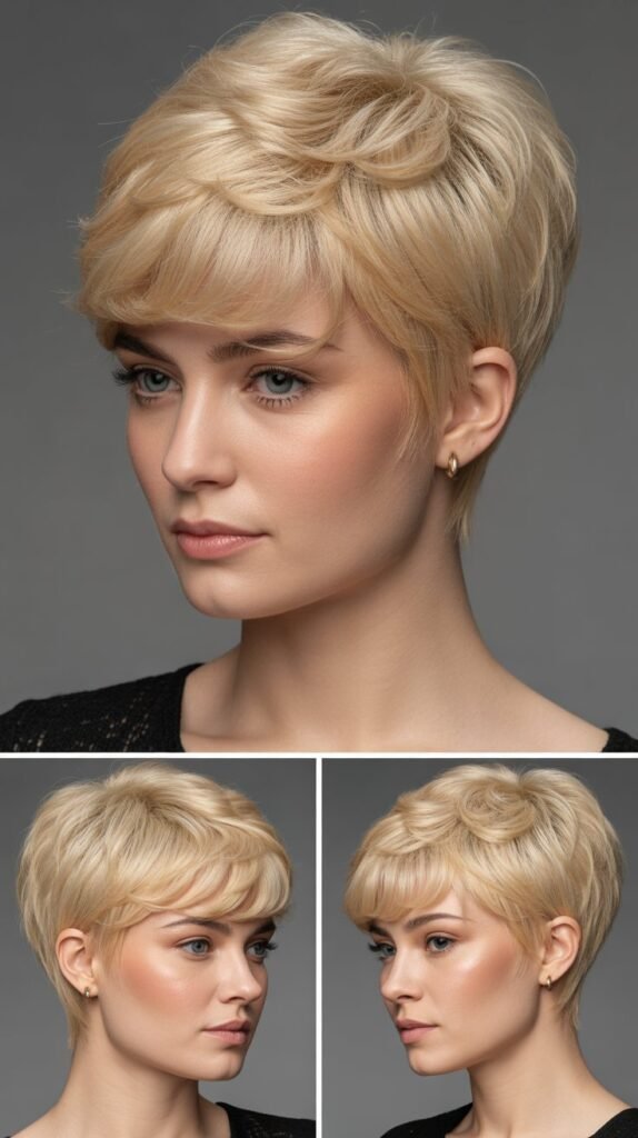 Voluminous Pixie With Curved Bangs