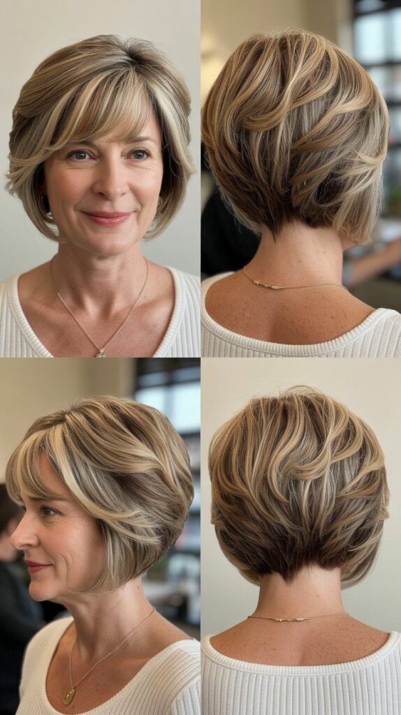 Graduated Layered Bob with Arched Bangs