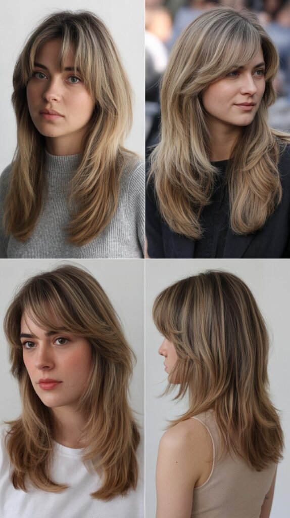 Face-Framing Layers with Wispy Bangs