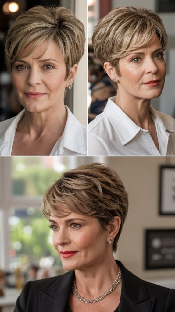 Voluminous Pixie with Swept Bangs