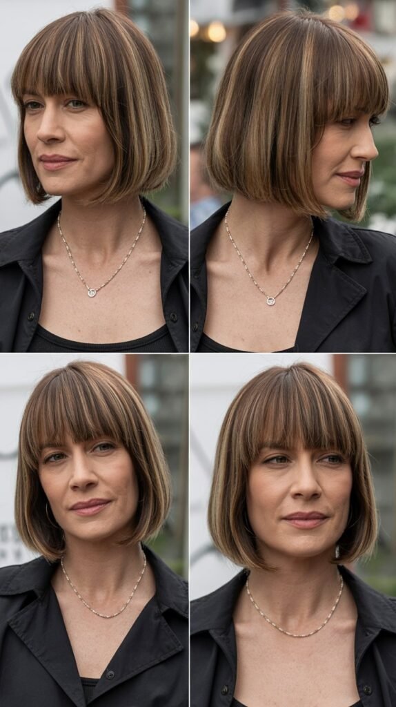 Blunt Lob with Straight Bangs