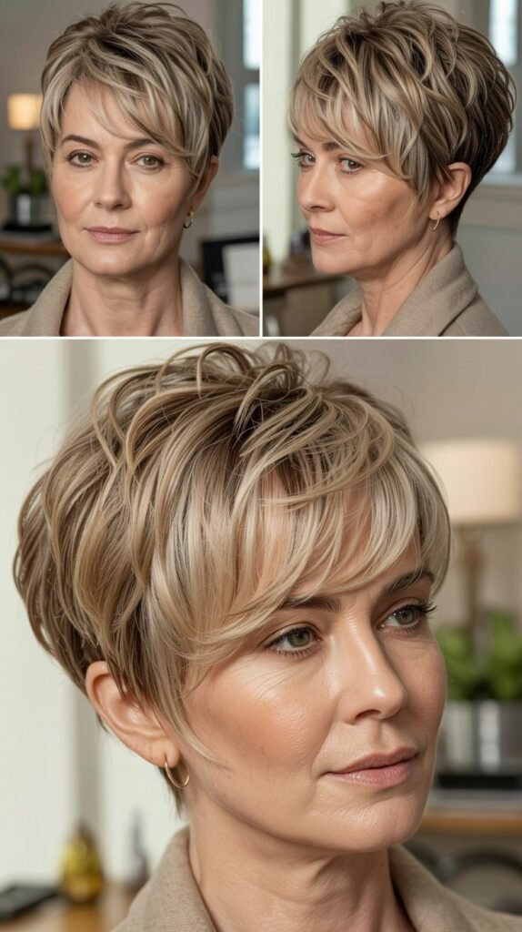 Layered Pixie with Long Bangs