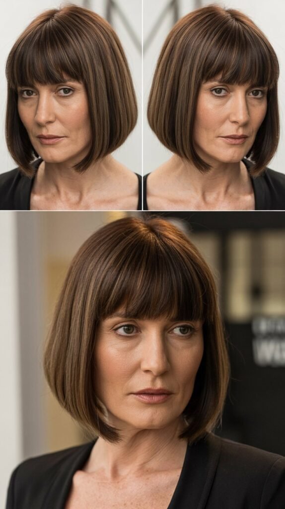  Sleek Bob with Heavy Bangs