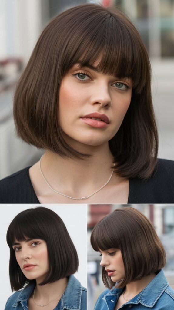 Medium Bob With Blunt Curtain Bangs