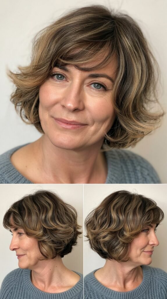  Shaggy Layered Bob with Curtain Bangs