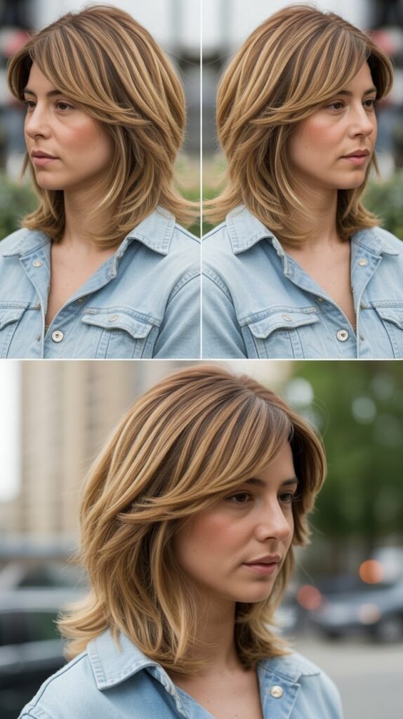 Layered Lob with Long Side Bangs