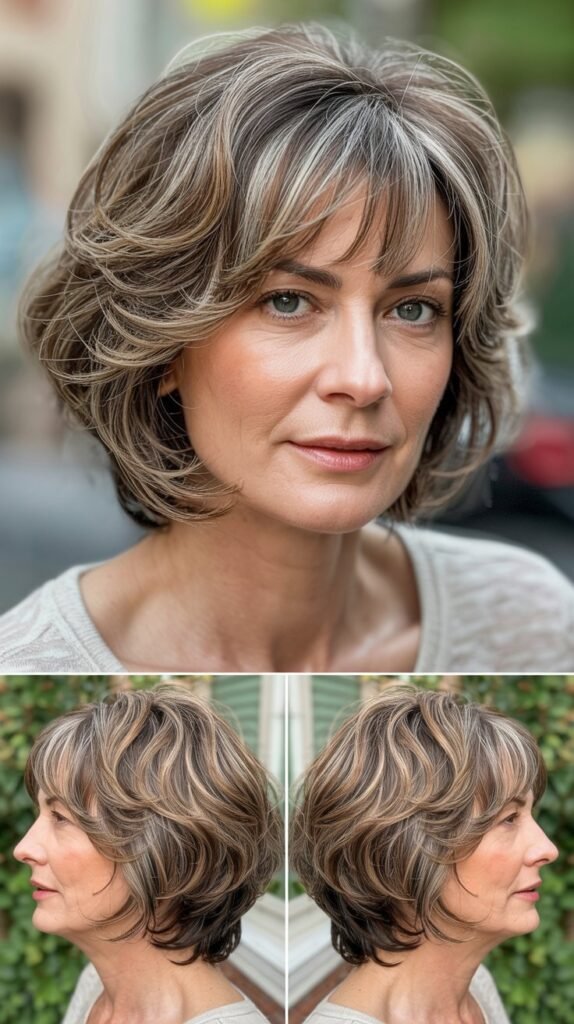  Dimensional Layered Bob with Textured Bangs