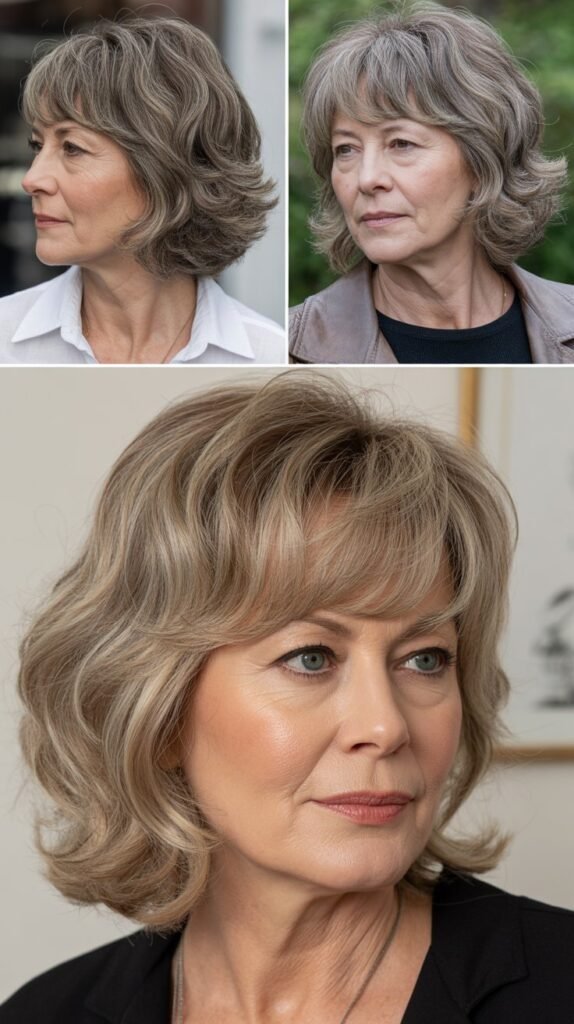  Piece-y Textured Bangs with Medium-Length Layers