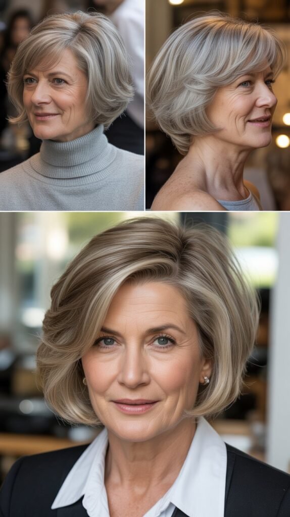 1. Layered Bob with Face-Framing Pieces
