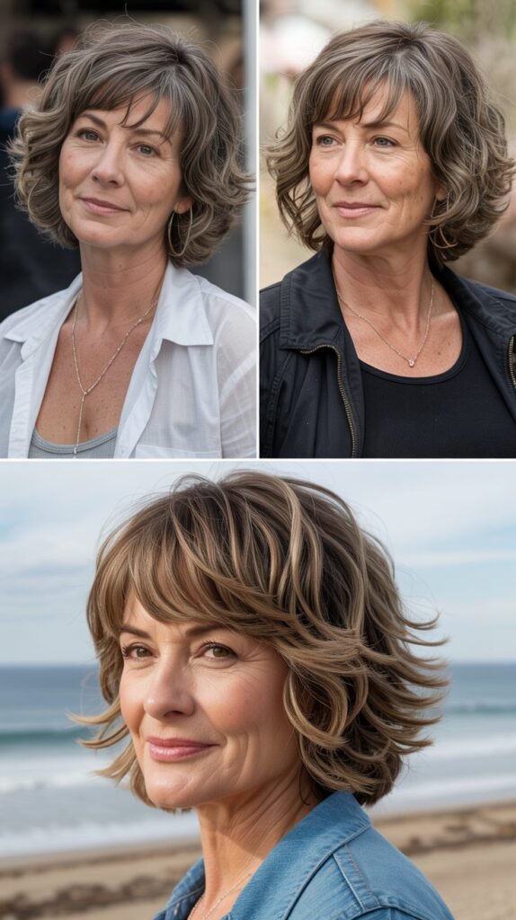  Shaggy Lob with Curtain Bangs