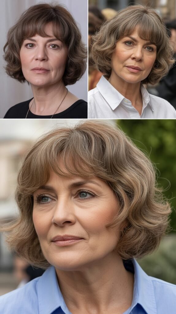 Curtain Bangs for Square Faces