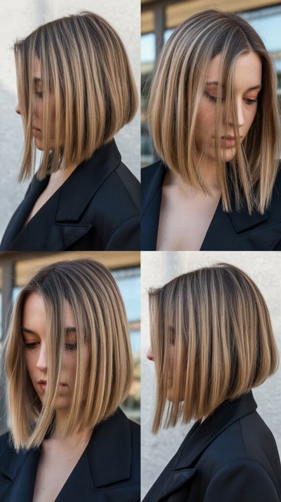 Blunt Long Bob With Peek-A-Boo Front Layers