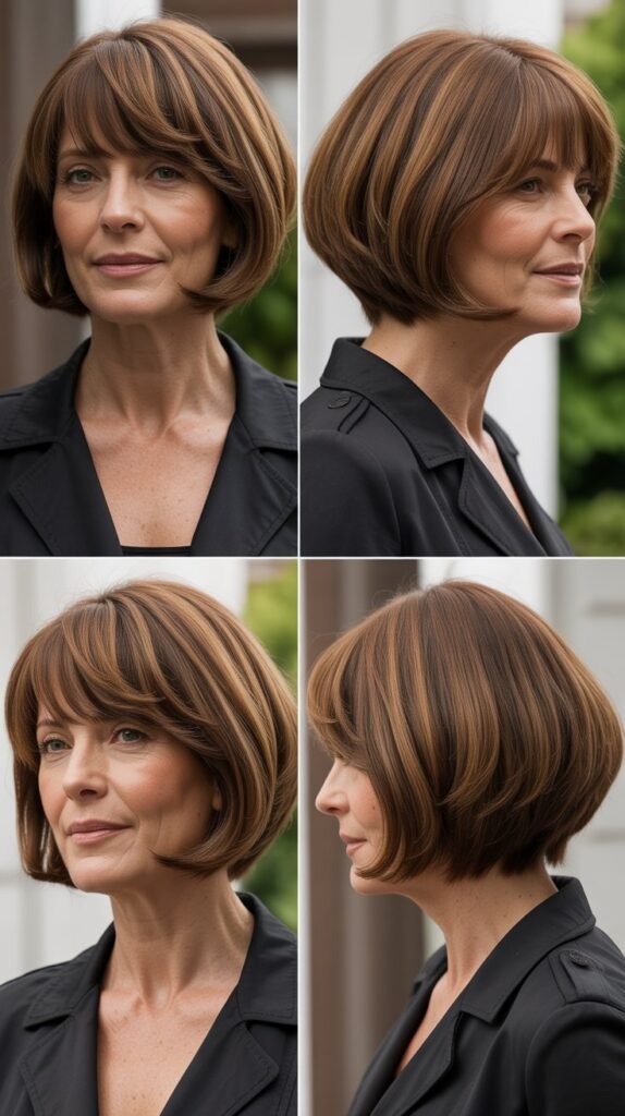  Rounded Bob with Curved Bangs