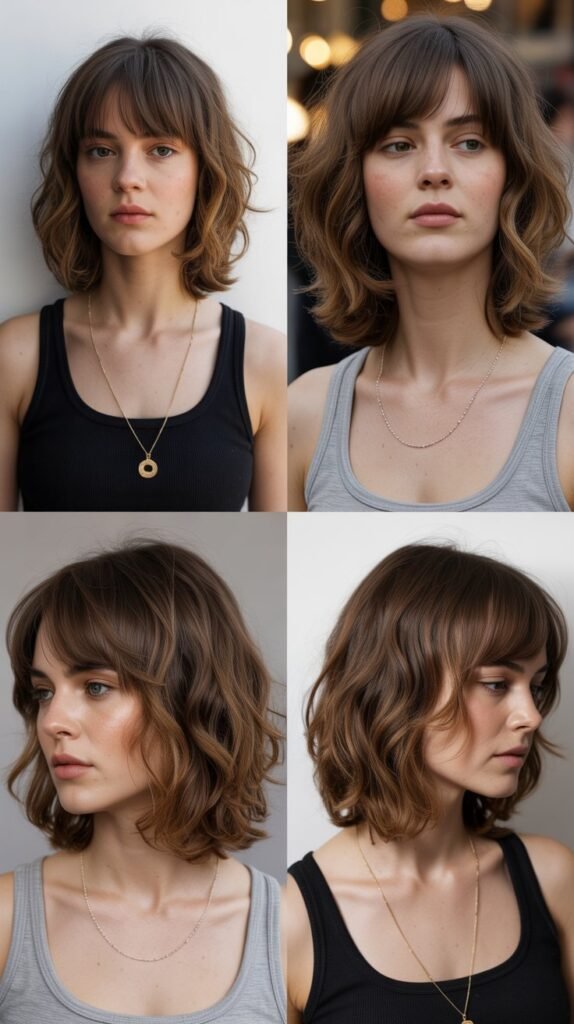 Layered Lob with Blunt Bangs