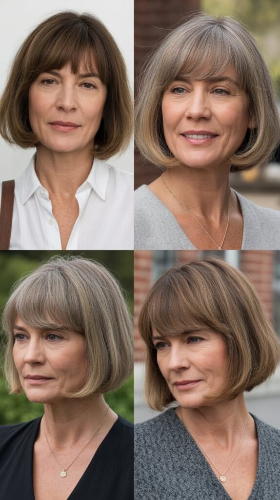 Chin-Length Bob with Curtain Bangs