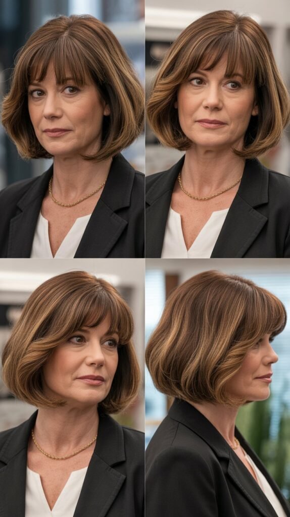 Shoulder Bob with Brow-Skimming Bangs