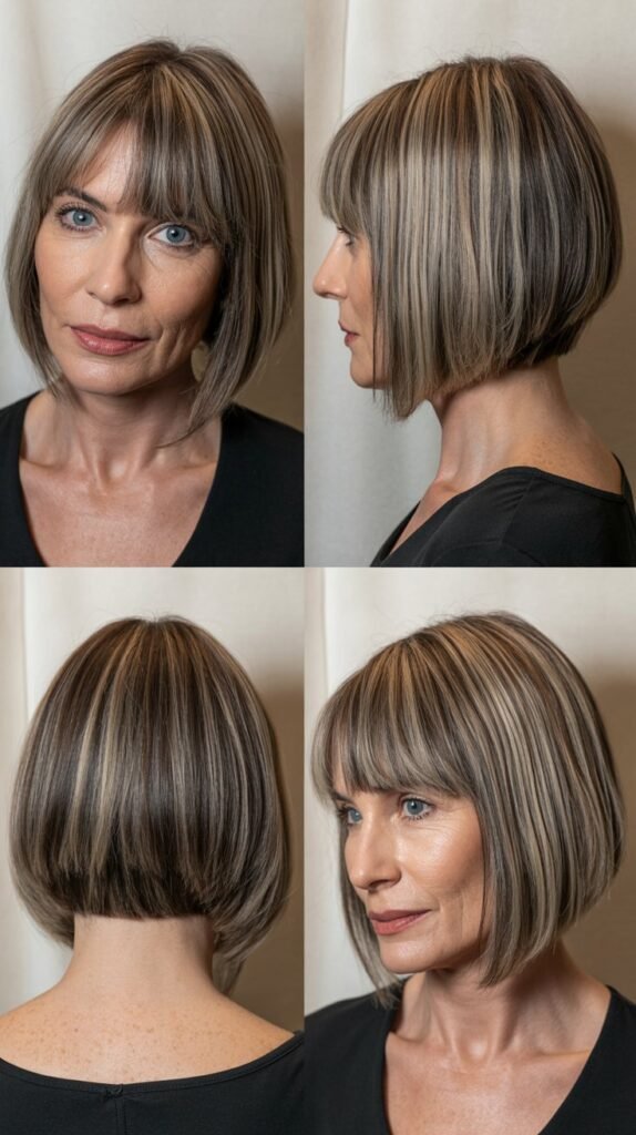 Blunt Layered Bob with Straight-Across Bangs