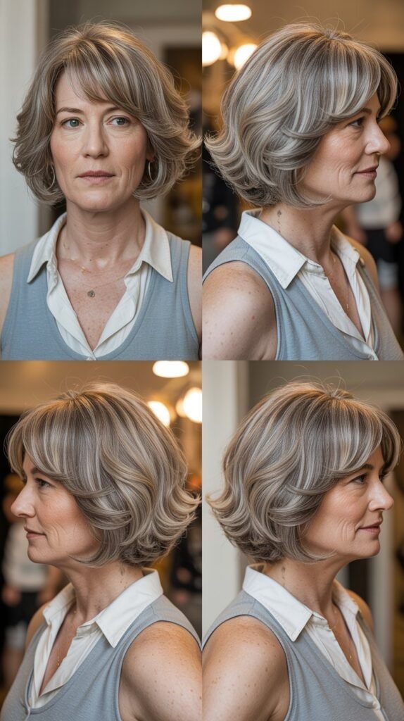 Textured Bob with Curtain Bangs