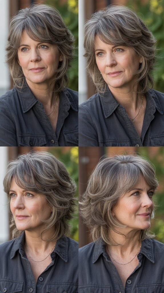 32. Shoulder Length with Multi-Textured Bangs