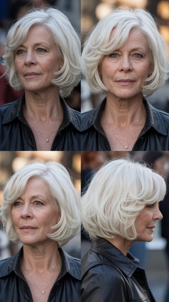  Chin-Length Bob with Platinum Blonde Color