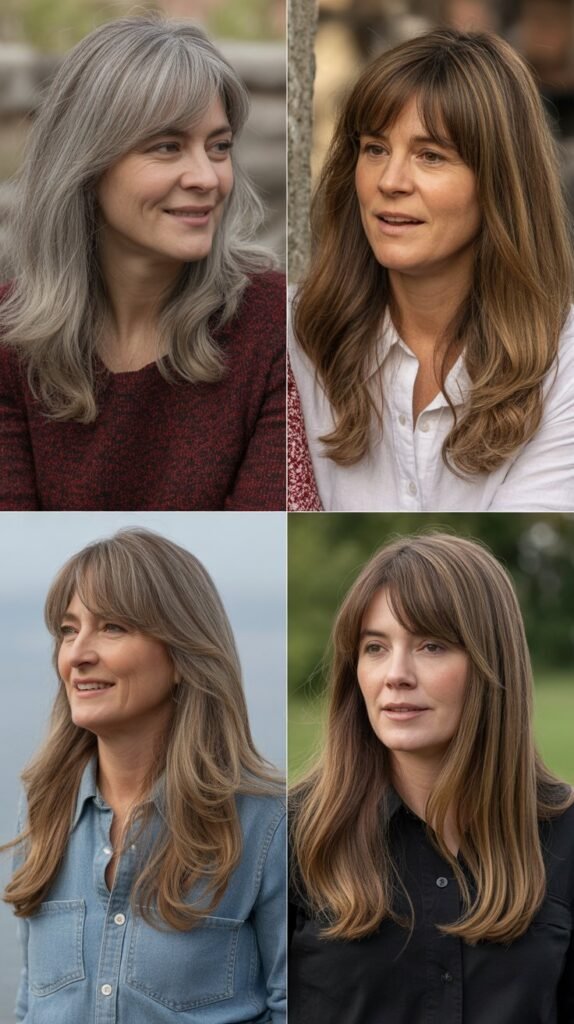 Wispy Curtain Bangs with Long Layers